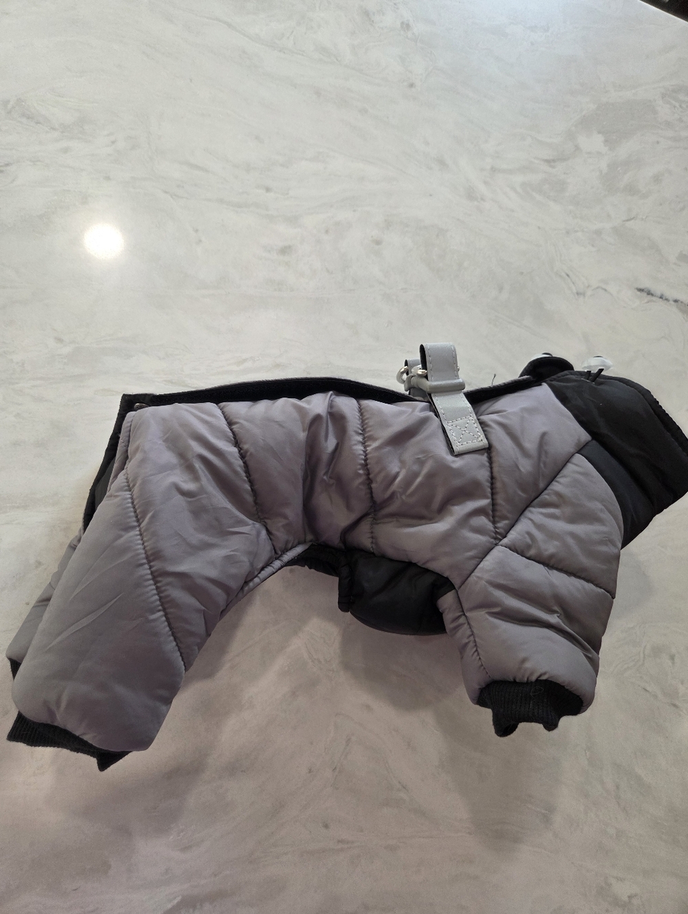 Gray Puffer Dog Jacket - Insulated Winter Coat